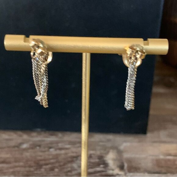 Avon Vintage 1970's Chain Tassel Earrings Post Back Tri-Color Gold-Tone Edgy - Picture 13 of 16